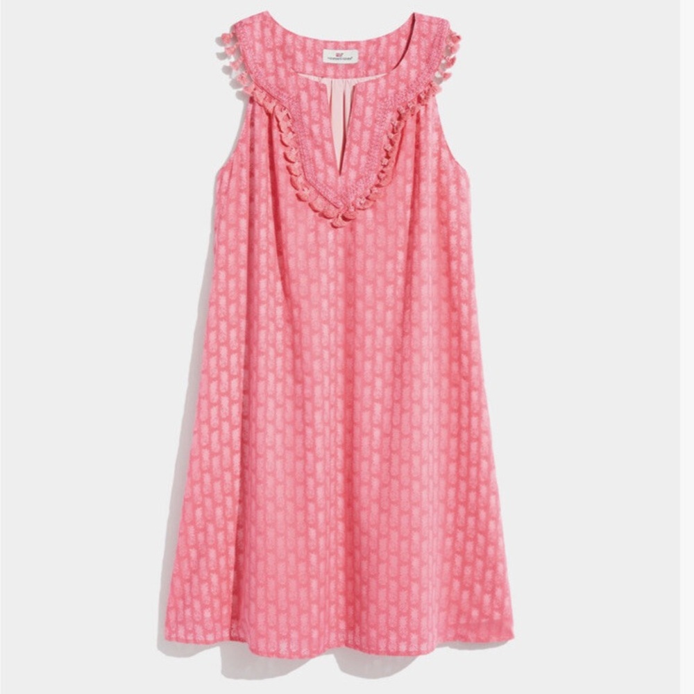Vineyard Vines Pom Pom Sleeveless Sun Dress Pink Size Medium